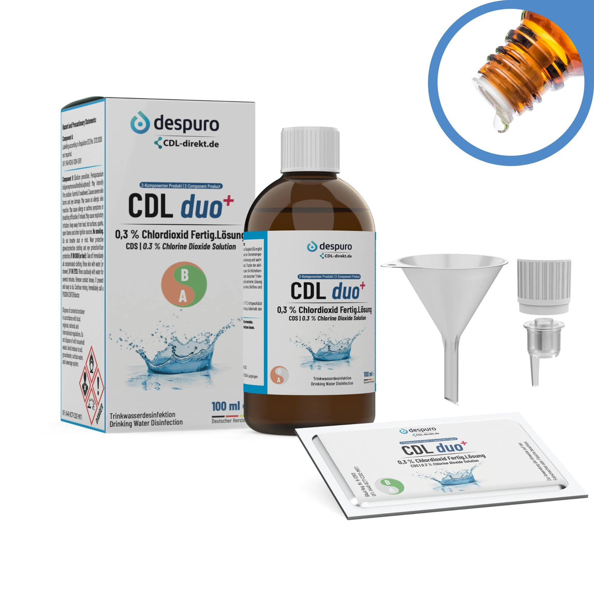 CDL 0,3 % 100 ml Chlordioxid Lösung | 2-Komponenten-Set | CDL DUO+ | 3er Sparpaket